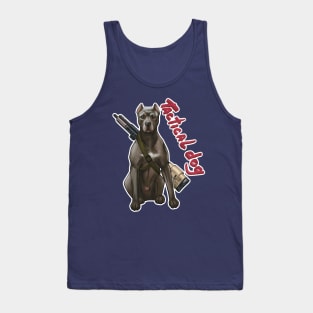 tactical pit bull dog sitting with a sniper rifle Tank Top